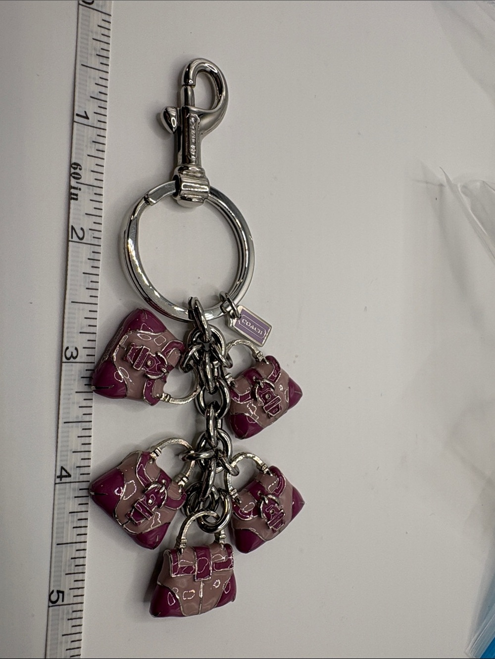 Coach Purple Enamel Mini Purse Keyring Charm